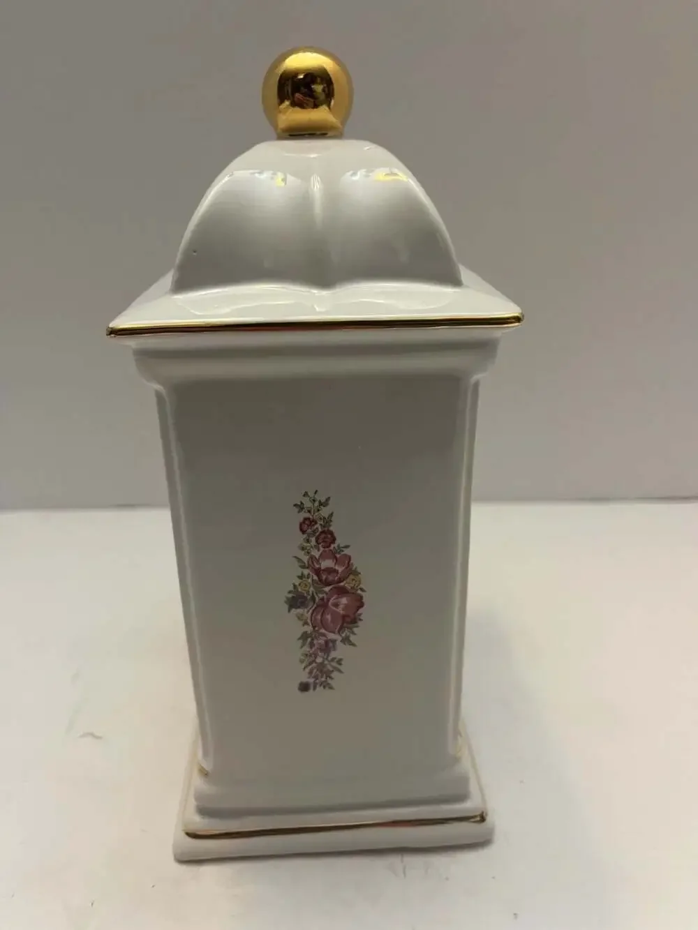 Paul Sebastian Fine Porcelain Quartz Mantel Clock with Floral Design Vintage HTF